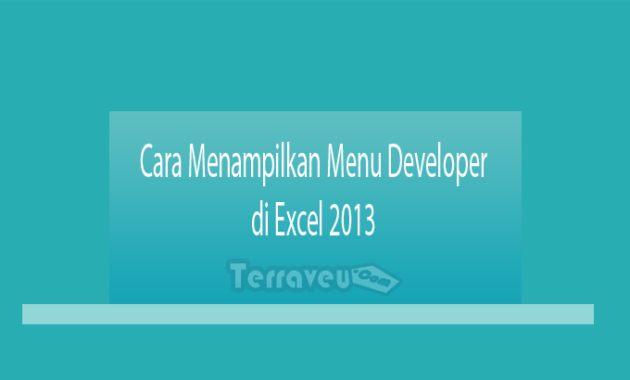 Cara Menampilkan Menu Developer Di Excel 2013
