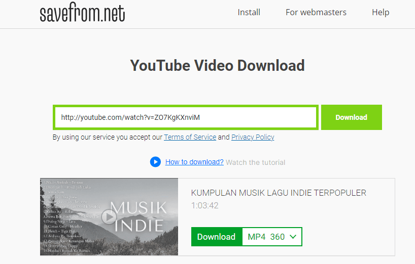 Download Video Youtube Melalui Savefrom.net