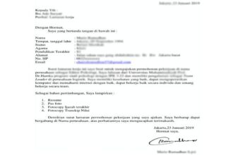 Contoh Surat Lamaran Kerja Di Pt Yang Menarik Hrd