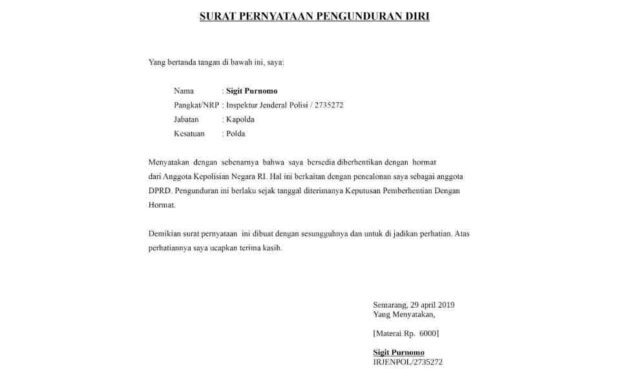 Contoh Surat Pernyataan Bermaterai 3