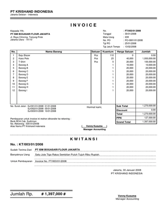 Contoh Invoice Pembayaran 2