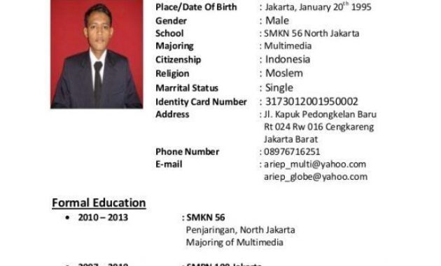 Contoh Cv Lulusan Sma Tanpa Pengalaman Kerja 1 1