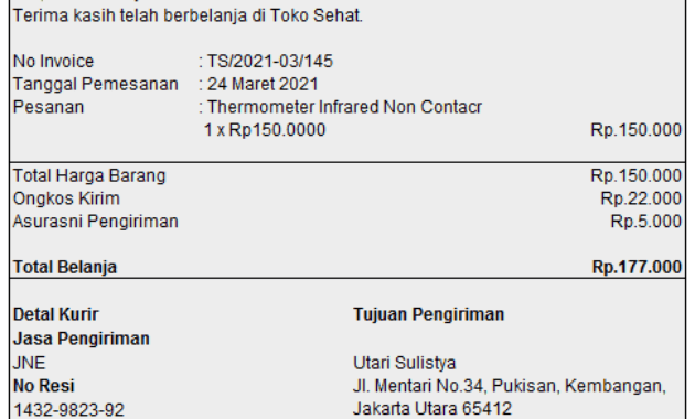 Contoh Surat Invoice Pembayaran 1