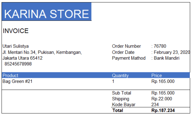 Contoh Surat Invoice Pembayaran 3