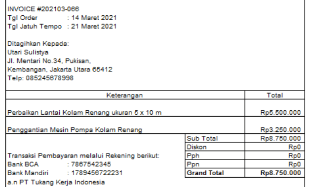 Contoh Surat Invoice Pembayaran