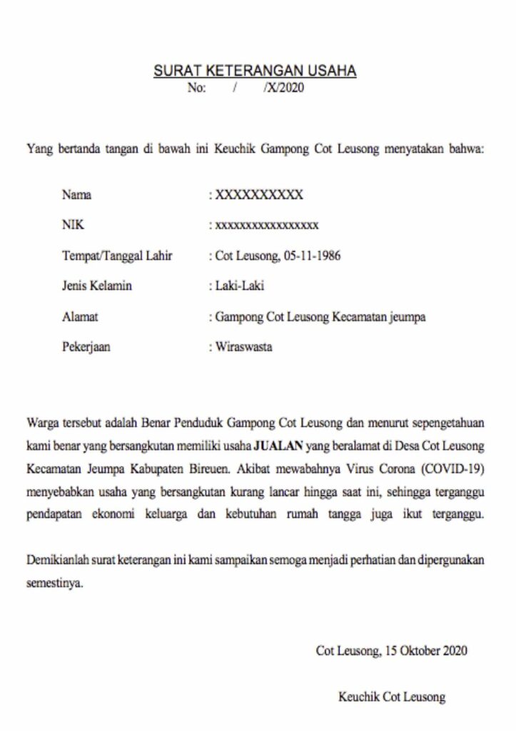 Contoh Surat Keterangan Usaha Mikro Dan Usaha Kecil Dari Rt, Lurah, Camat 5 Contoh Surat Keterangan Usaha Mikro Dan Usaha Kecil3